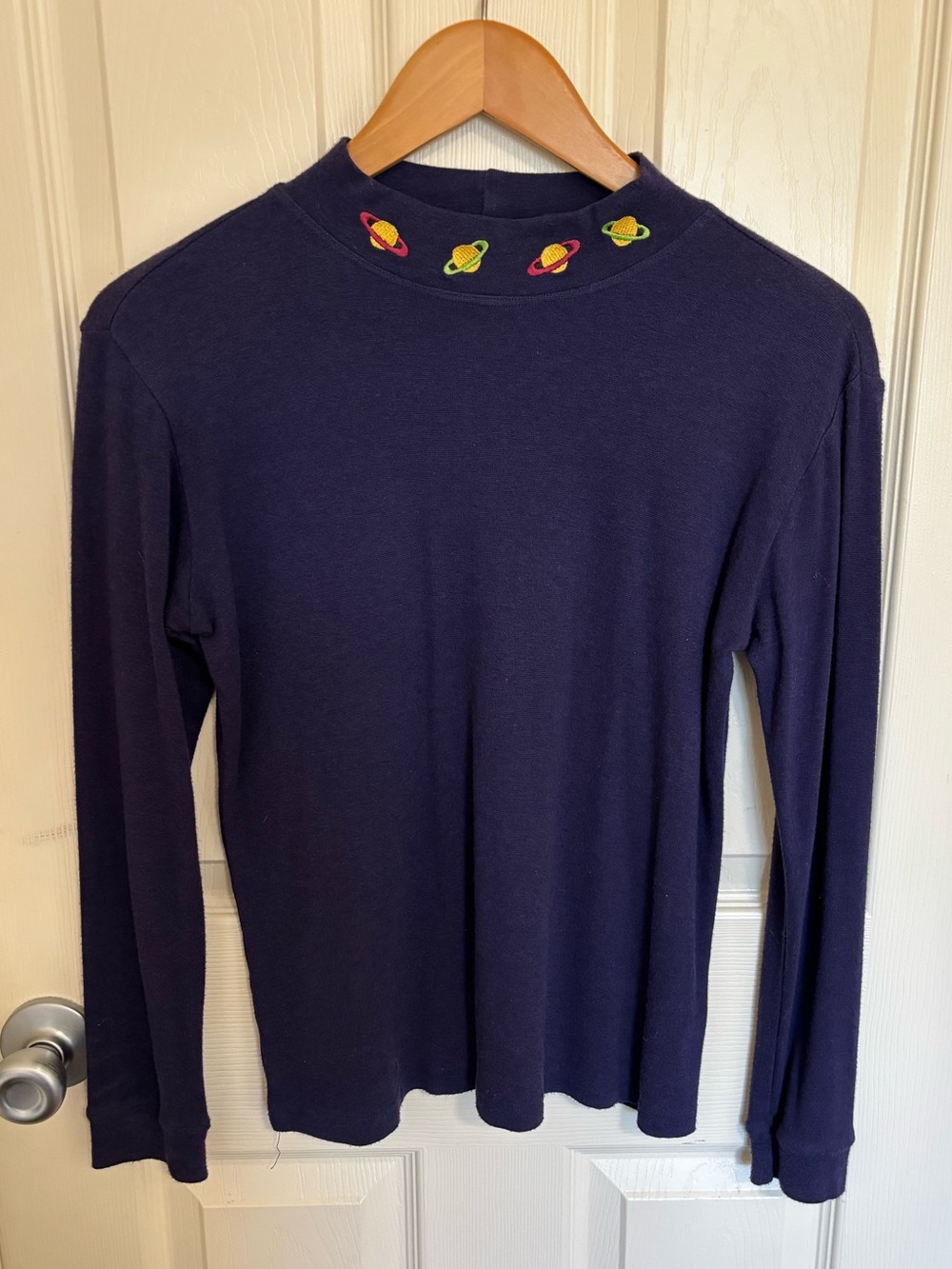 Tender Love and Care by HVN Planet Embroidered Knit Top Navy Small